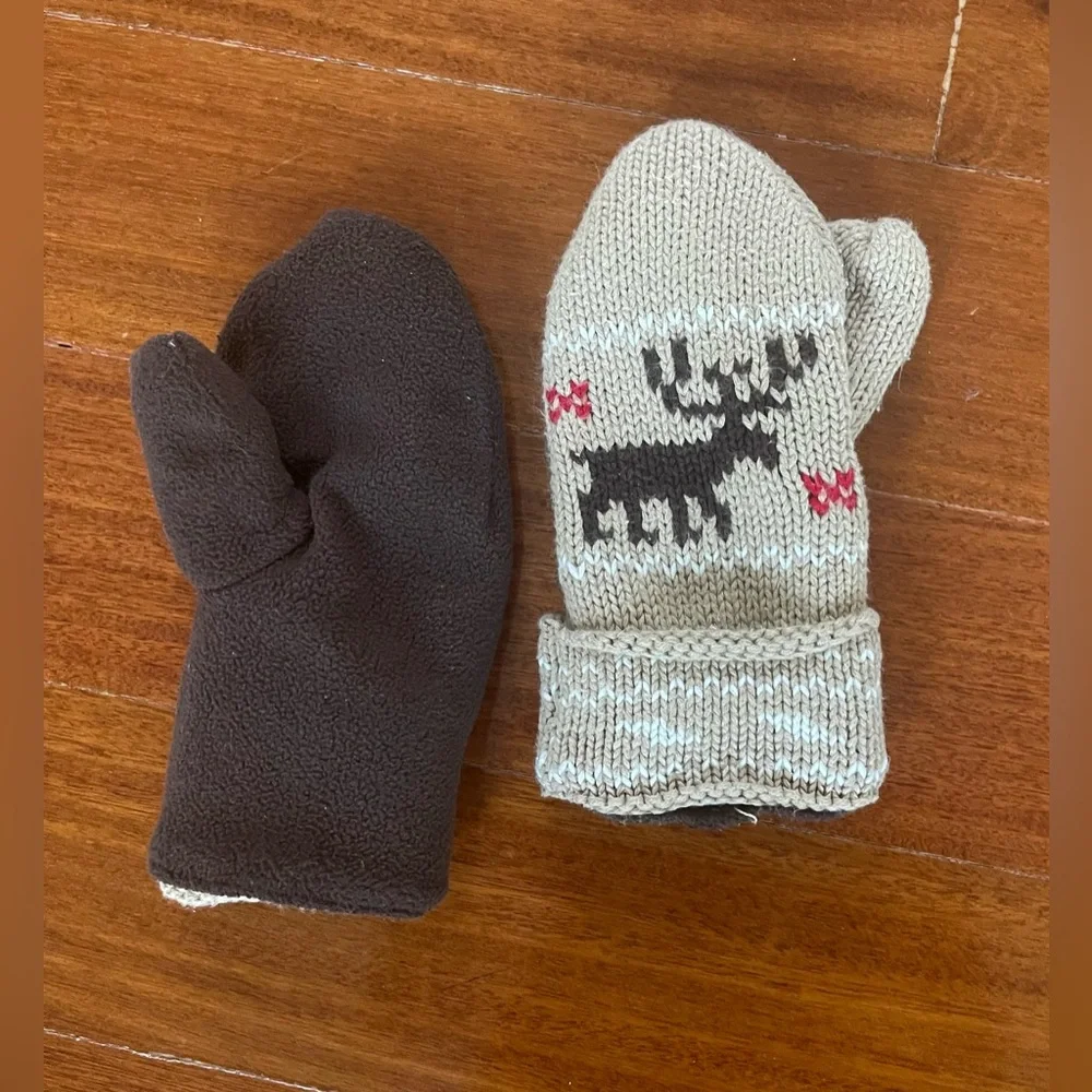 Gap Kids Boys Gloves Knit 🧶 🫎 Moose Mittens Sz M/L 4/5 Years